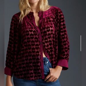 Anthro Maeve Heart Burnout Blouse